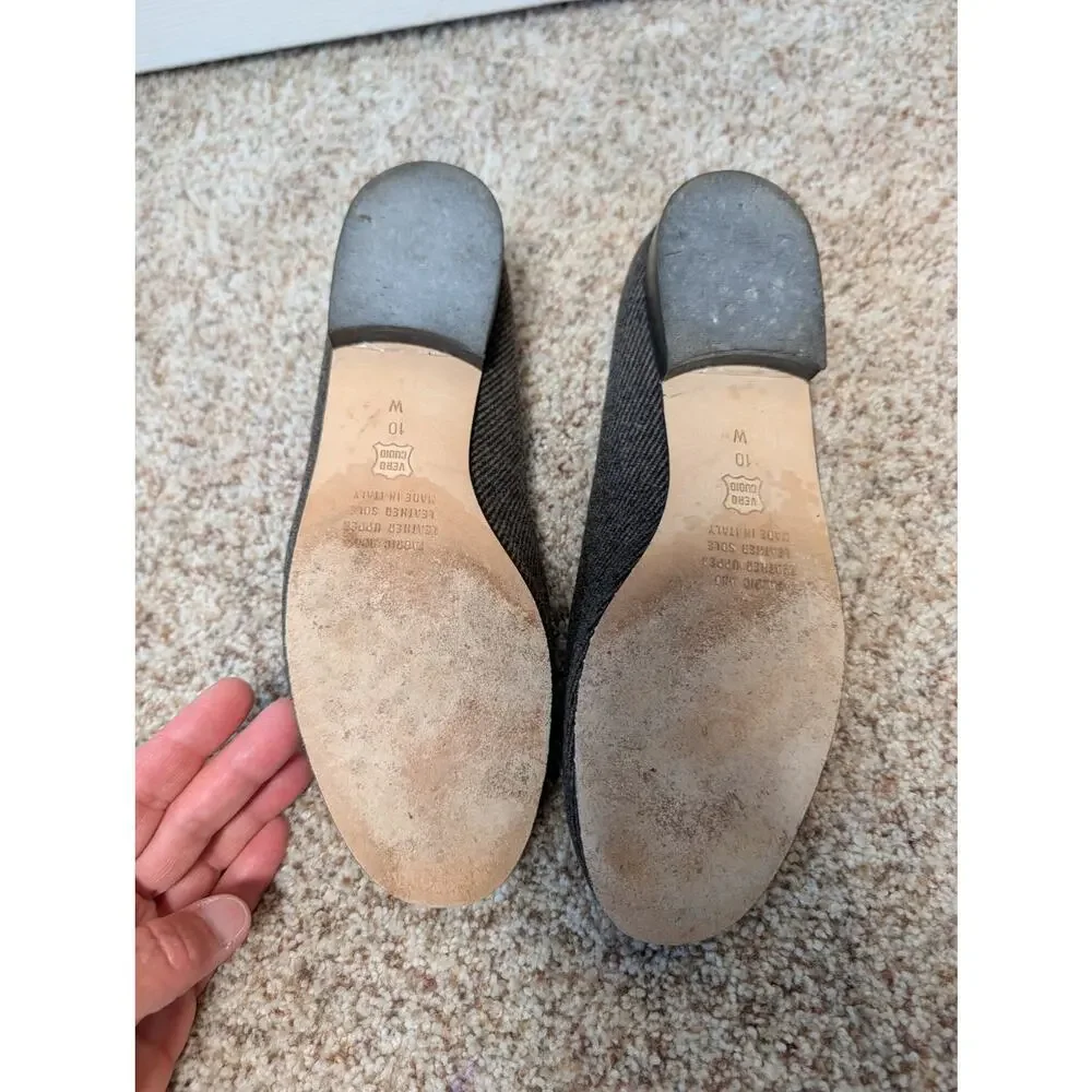Talbots Black gray tweed Flats Womens Comfortable Slip On Work Office Shoes 10W